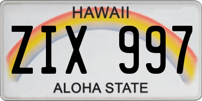 HI license plate ZIX997
