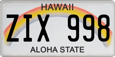 HI license plate ZIX998
