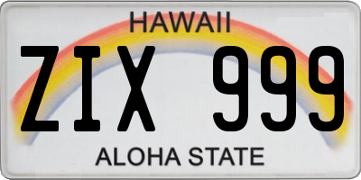 HI license plate ZIX999