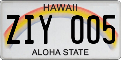 HI license plate ZIY005
