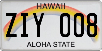 HI license plate ZIY008