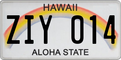 HI license plate ZIY014