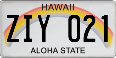 HI license plate ZIY021
