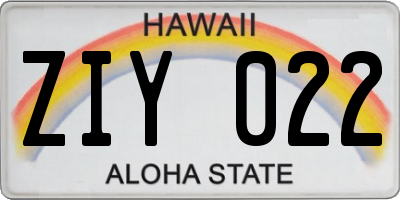 HI license plate ZIY022