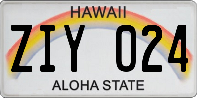 HI license plate ZIY024