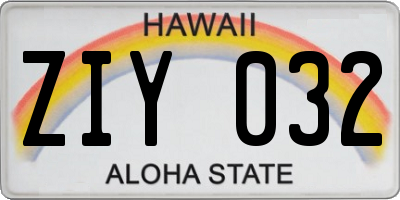 HI license plate ZIY032