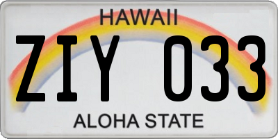 HI license plate ZIY033