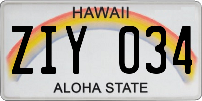 HI license plate ZIY034