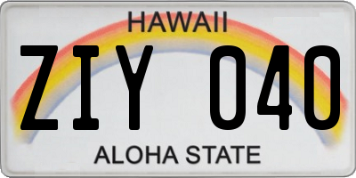 HI license plate ZIY040