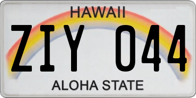 HI license plate ZIY044