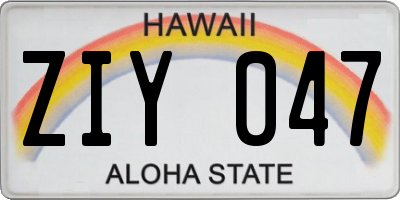 HI license plate ZIY047