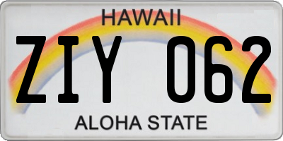 HI license plate ZIY062