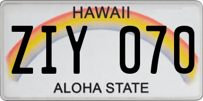 HI license plate ZIY070