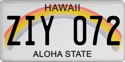HI license plate ZIY072