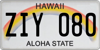 HI license plate ZIY080