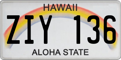 HI license plate ZIY136