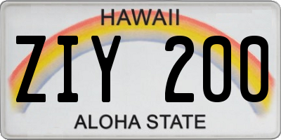 HI license plate ZIY200