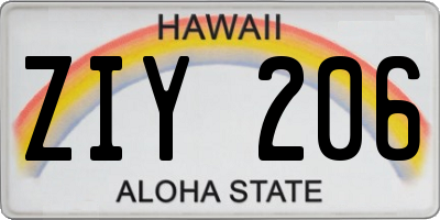 HI license plate ZIY206