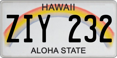 HI license plate ZIY232