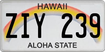 HI license plate ZIY239