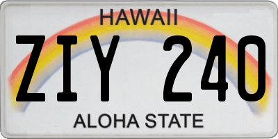 HI license plate ZIY240