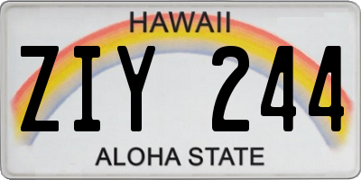 HI license plate ZIY244
