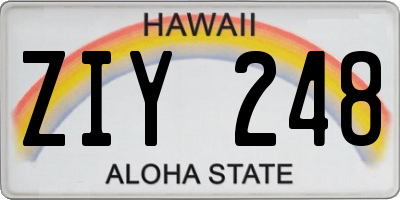 HI license plate ZIY248