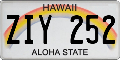 HI license plate ZIY252