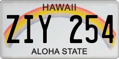 HI license plate ZIY254