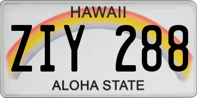HI license plate ZIY288