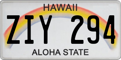 HI license plate ZIY294