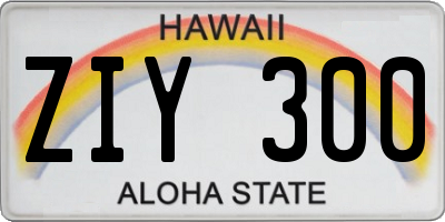HI license plate ZIY300