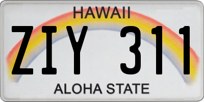 HI license plate ZIY311