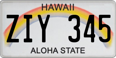 HI license plate ZIY345