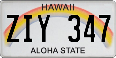 HI license plate ZIY347