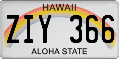HI license plate ZIY366