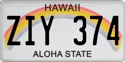 HI license plate ZIY374