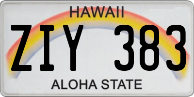 HI license plate ZIY383