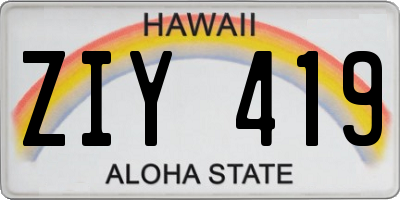HI license plate ZIY419