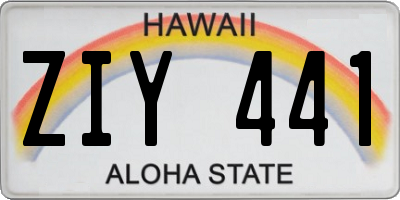 HI license plate ZIY441