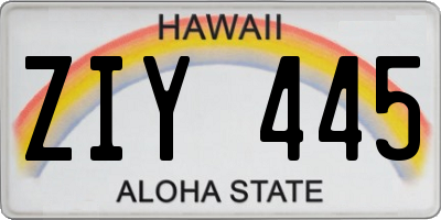 HI license plate ZIY445