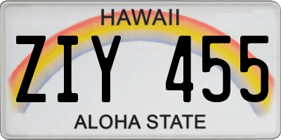 HI license plate ZIY455
