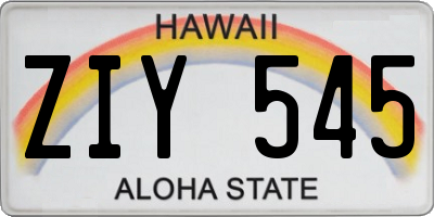 HI license plate ZIY545