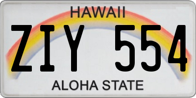 HI license plate ZIY554