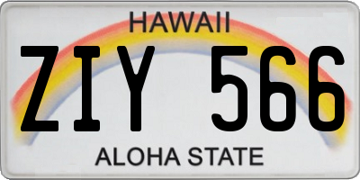 HI license plate ZIY566