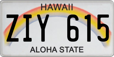 HI license plate ZIY615