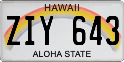 HI license plate ZIY643