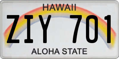 HI license plate ZIY701