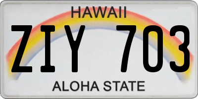 HI license plate ZIY703