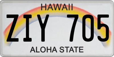 HI license plate ZIY705